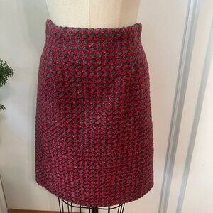 MARC JACOBS Wool Blend Red and Gray Tweed Metallic Skirt Size‎ 8